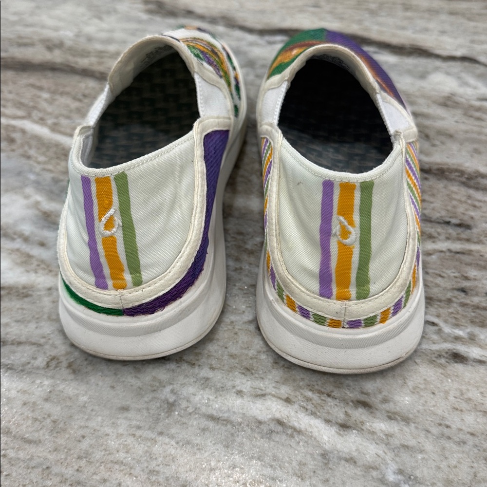 Custom Hand-painted Mardi Gras Slip-On Olukai Sneakers 8.5 - Picture 4 of 8